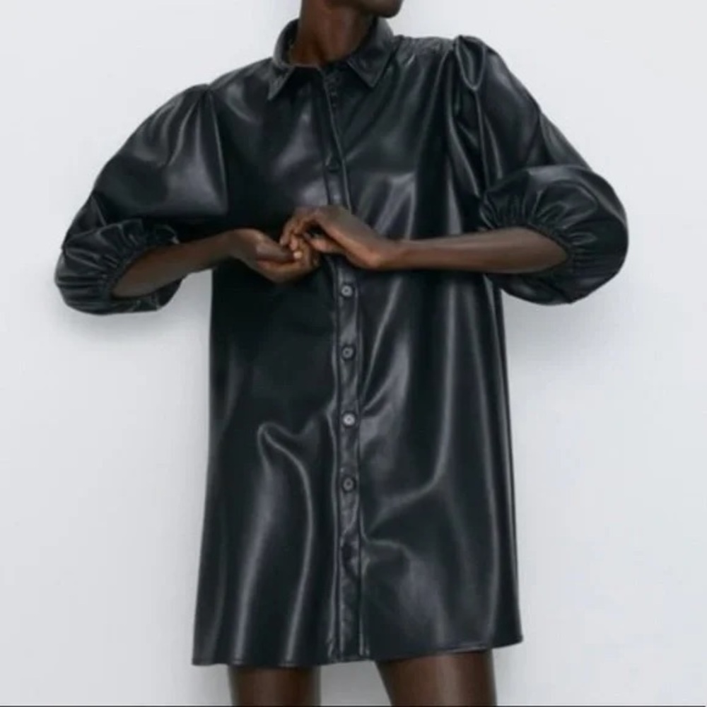 Zara Black Leather Dress